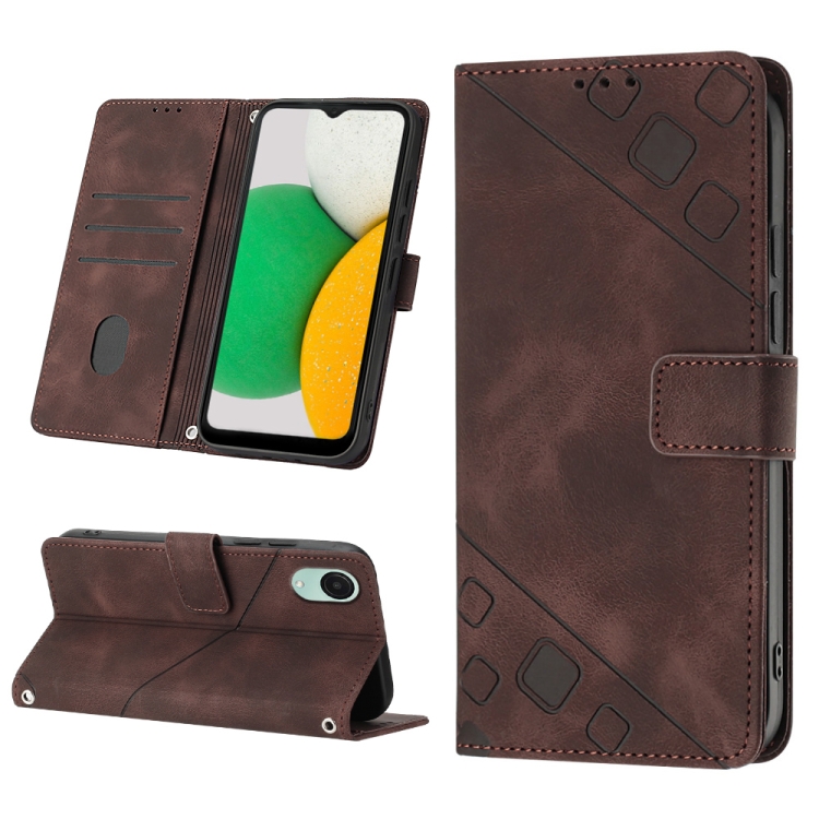 

For Samsung Galaxy A04 Core Skin-feel Embossed Leather Phone Case(Brown)