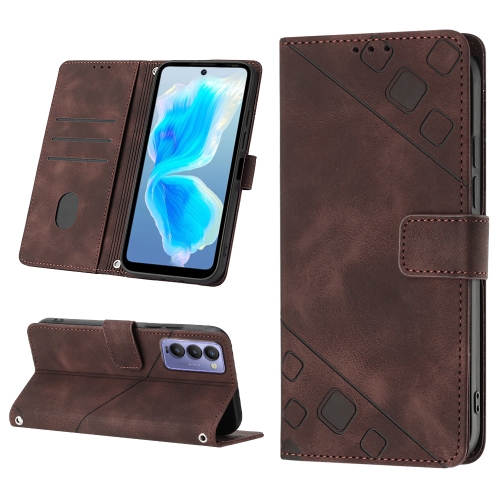 

For Tecno Camon 18 / 18 P Skin-feel Embossed Leather Phone Case(Brown)