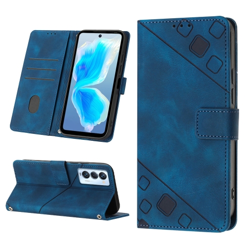 

For Tecno Camon 18 Premier Skin-feel Embossed Leather Phone Case(Blue)