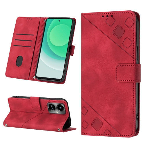 

For Tecno Camon 19 Skin-feel Embossed Leather Phone Case(Red)