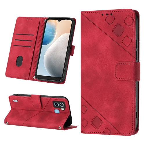 

For Tecno Pop 6 Skin-feel Embossed Leather Phone Case(Red)