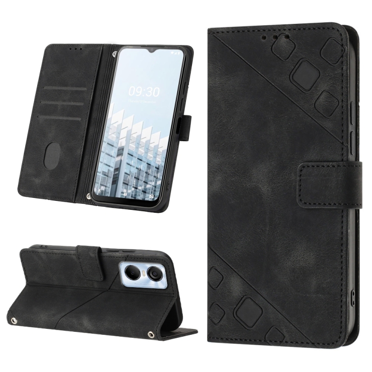 

For Tecno Pop 6 Pro Skin-feel Embossed Leather Phone Case(Black)