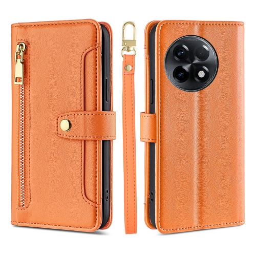 

For OnePlus Ace 2/11R Sheep Texture Cross-body Zipper Wallet Leather Phone Case(Orange)
