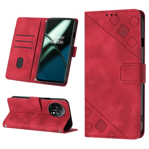 

For OnePlus 11 Skin-feel Embossed Leather Phone Case(Red)