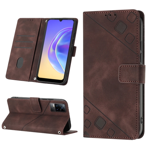 

For vivo V20 / V21e 4G / Y73 2021 Skin-feel Embossed Leather Phone Case(Brown)