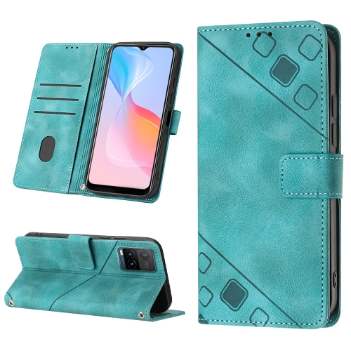 

For vivo Y21 2021 / Y33s / Y21s Skin-feel Embossed Leather Phone Case(Green)