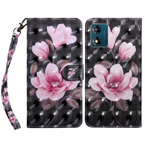 

For Motorola Moto E13 3D Painted Leather Phone Case(Pink Flower)