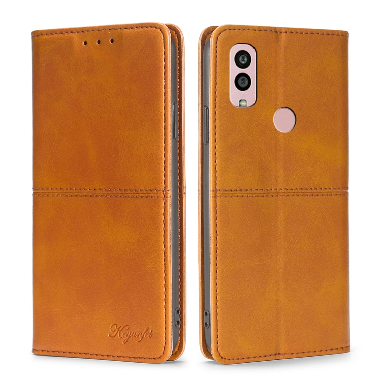 

For Kyocera Android One S10 Cow Texture Magnetic Horizontal Flip Leather Phone Case(Light Brown)
