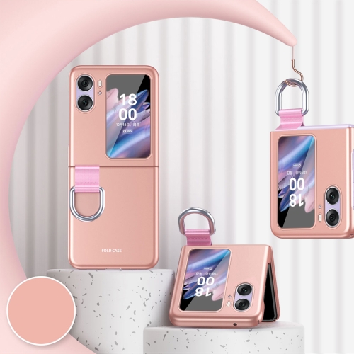 

For OPPO Find N2 Flip Skin Feel Ultra-thin Ring Buckle Shockproof Phone Case(Rose Gold)