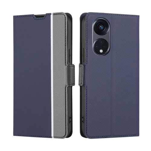 

For OPPO Reno8 T 5G/A1 Pro 5G Twill Texture Side Buckle Leather Phone Case(Blue)