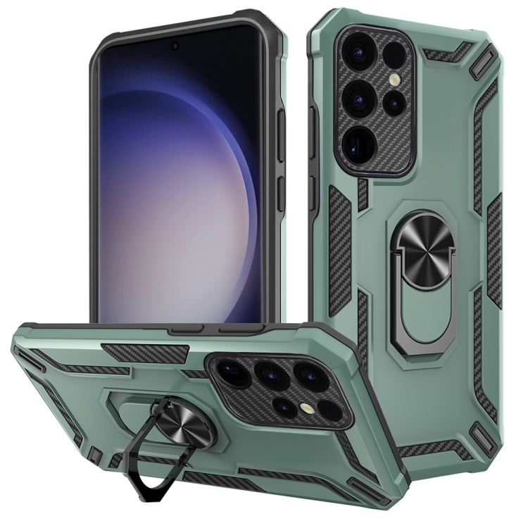 

For Samsung Galaxy S23 Ultra 5G Warship Armor 2 in 1 Shockproof Phone Case(Dark Green)