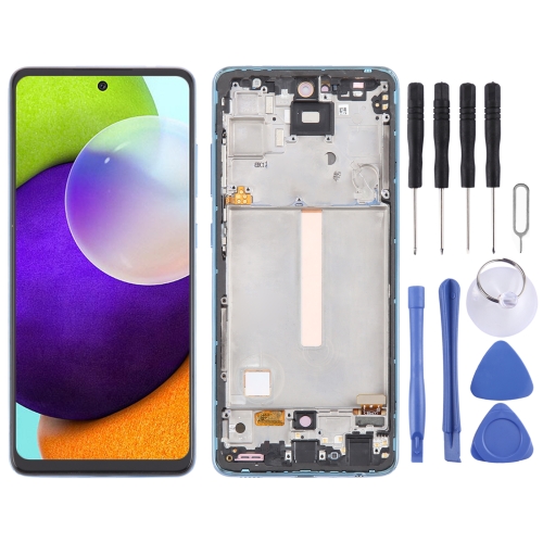 

For Samsung Galaxy A52 4G SM-A525 6.43 inch OLED LCD Screen Digitizer Full Assembly with Frame (Blue)