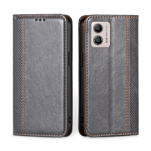 

For Motorola Moto G53 5G/G13 4G/G23 4G Grid Texture Magnetic Flip Leather Phone Case(Grey)