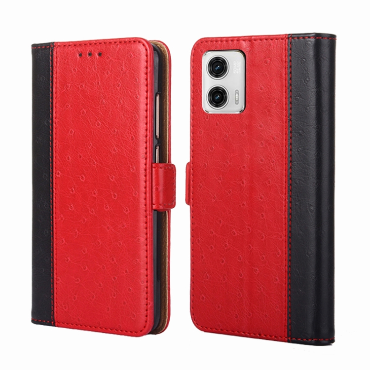 

For Motorola Moto G73 5G Ostrich Texture Flip Leather Phone Case(Red)