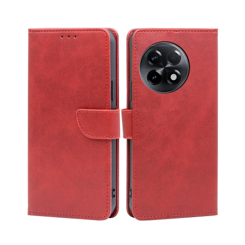 

For OnePlus Ace 2/11R Calf Texture Buckle Flip Leather Phone Case(Red)