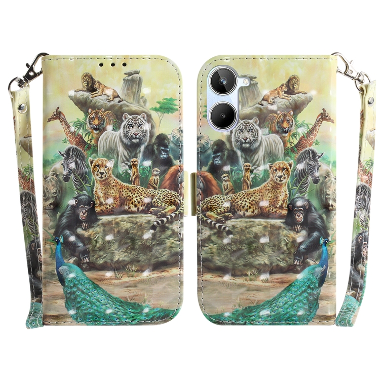 

For Realme 10 4G 3D Colored Horizontal Flip Leather Phone Case(Zoo)