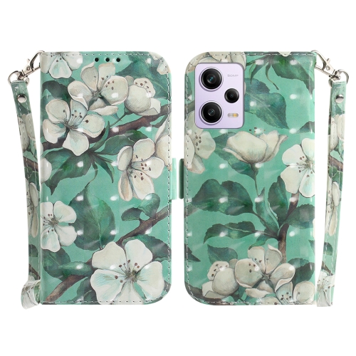 

For Xiaomi Redmi Note 12 Pro 5G 3D Colored Horizontal Flip Leather Phone Case(Watercolor Flower)