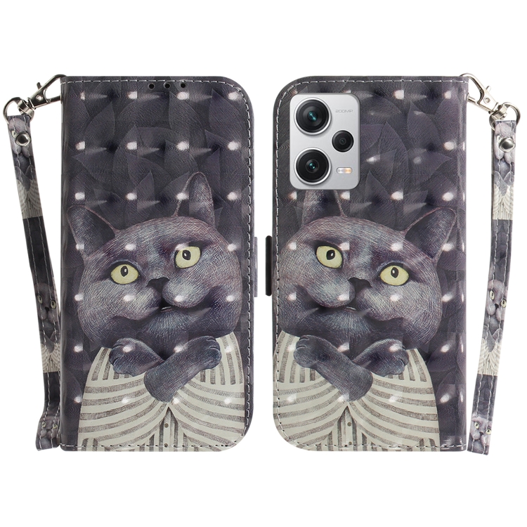 

For Xiaomi Redmi Note 12 Pro+ 3D Colored Horizontal Flip Leather Phone Case(Hug Cat)