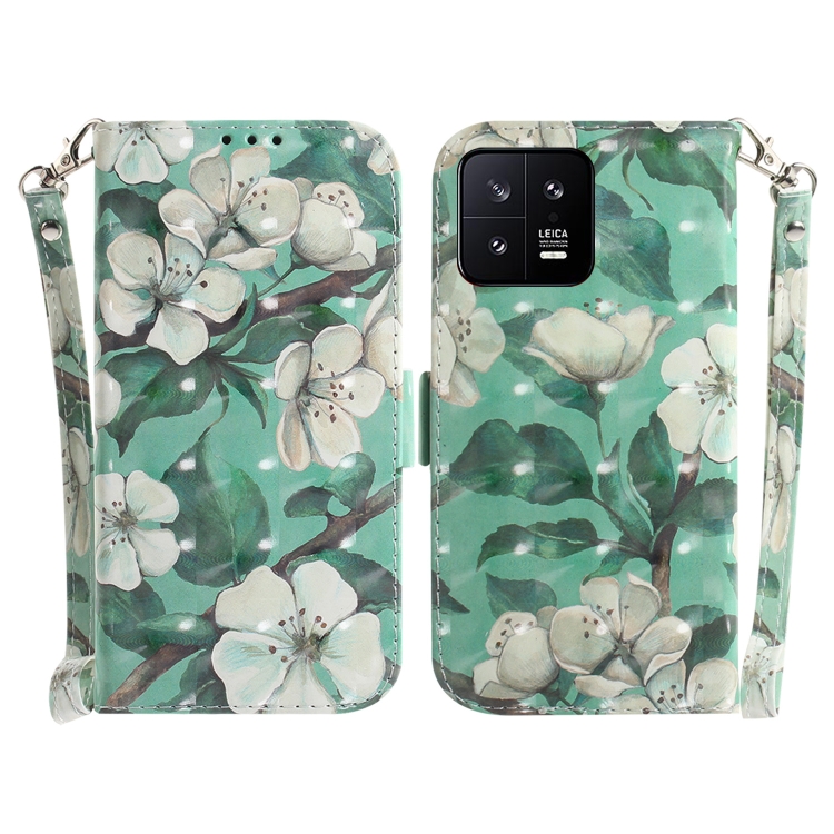 

For Xiaomi 13 5G 3D Colored Horizontal Flip Leather Phone Case(Watercolor Flower)