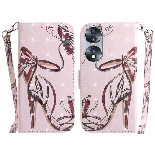 

For Honor 70 3D Colored Horizontal Flip Leather Phone Case(Butterfly High-heeled)