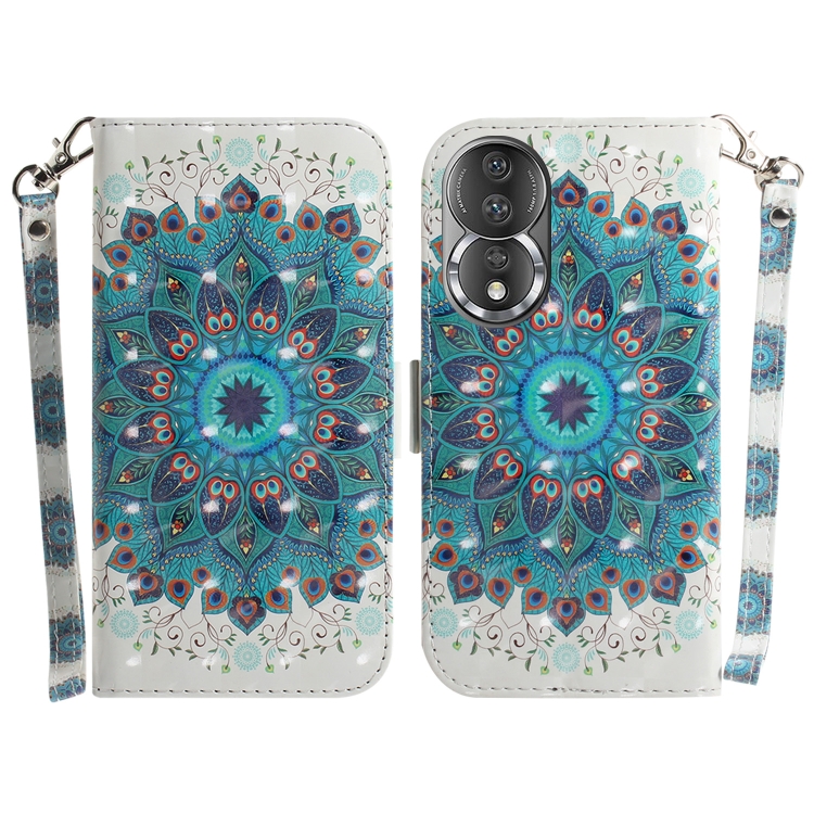 

For Honor 80 3D Colored Horizontal Flip Leather Phone Case(Peacock Wreath)