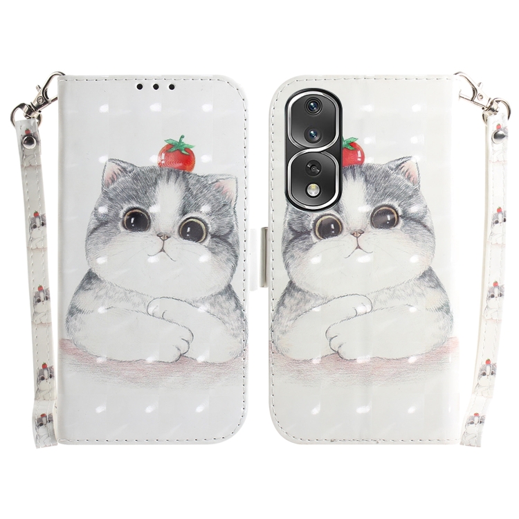 

For Honor 80 Pro 3D Colored Horizontal Flip Leather Phone Case(Cute Cat)