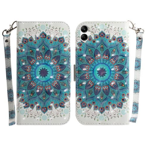 

For Samsung Galaxy A04e / F04 / M04 3D Colored Horizontal Flip Leather Phone Case(Peacock Wreath)