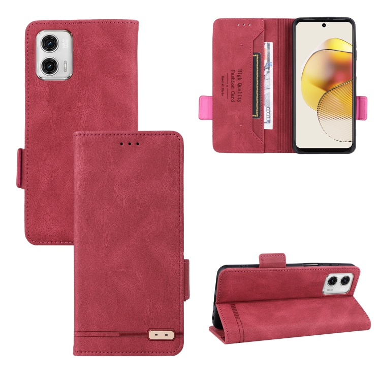

For Motorola Moto G73 Magnetic Clasp Flip Leather Phone Case(Red)