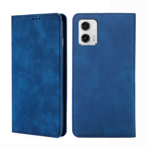

For Motorola Moto G73 5G Skin Feel Magnetic Horizontal Flip Leather Phone Case(Blue)