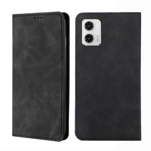 

For Motorola Moto G73 5G Skin Feel Magnetic Horizontal Flip Leather Phone Case(Black)