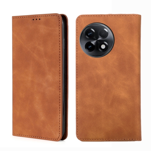 

For OnePlus Ace 2/11R Skin Feel Magnetic Horizontal Flip Leather Phone Case(Light Brown)