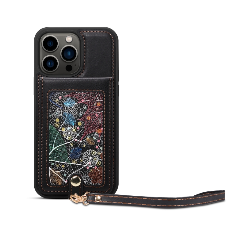 

For iPhone 13 ESEBLE Star Series Lanyard Holder Card Slot Phone Case(Black)