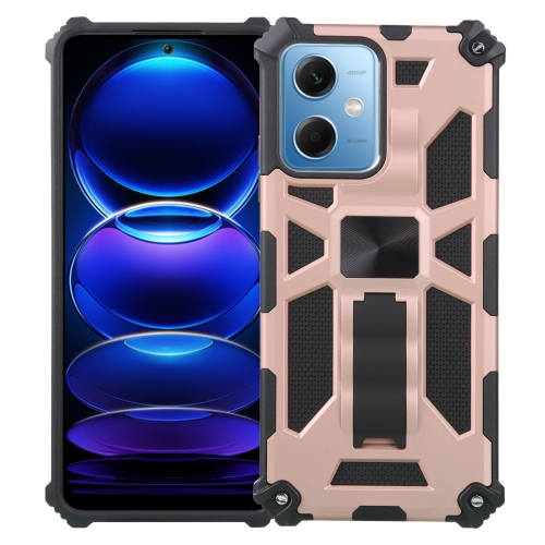 

For Xiaomi Redmi Note 12 5G Global Shockproof TPU + PC Magnetic Phone Case with Holder(Rose Gold)