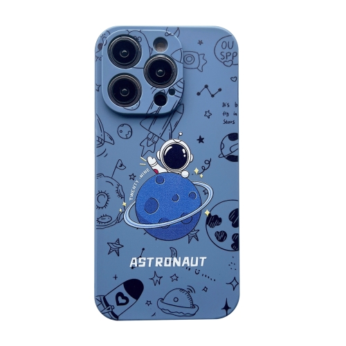 

For iPhone 13 Liquid Silicone Straight Side Phone Case(Blue Astronaut)