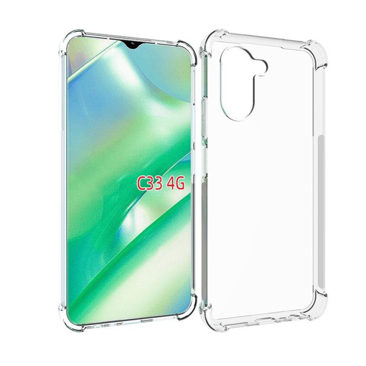 

For Realme C33 Shockproof Non-slip Thickening TPU Phone Case(Transparent)