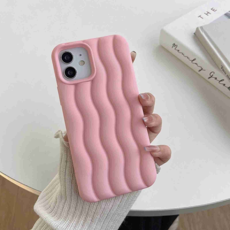 

For iPhone 14 Pro Max Skin Feel 3D Water Wave Texture Phone Case(Pink)