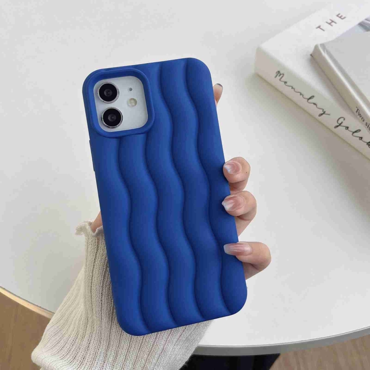 

For iPhone 14 Pro Max Skin Feel 3D Water Wave Texture Phone Case(Royal Blue)