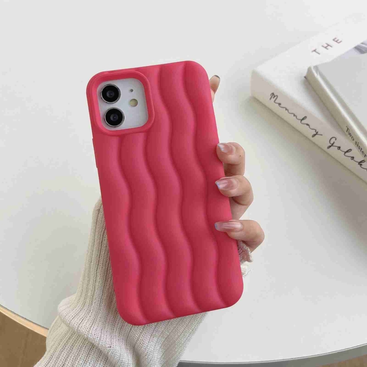 

For iPhone 13 Pro Max Skin Feel 3D Water Wave Texture Phone Case(Rose Red)