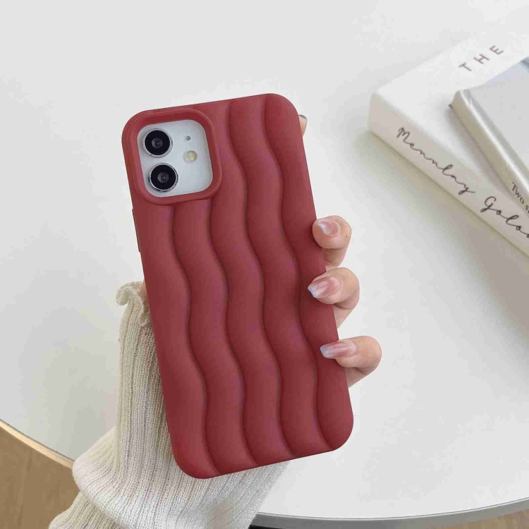 

For iPhone 13 Pro Max Skin Feel 3D Water Wave Texture Phone Case(Wine Red)