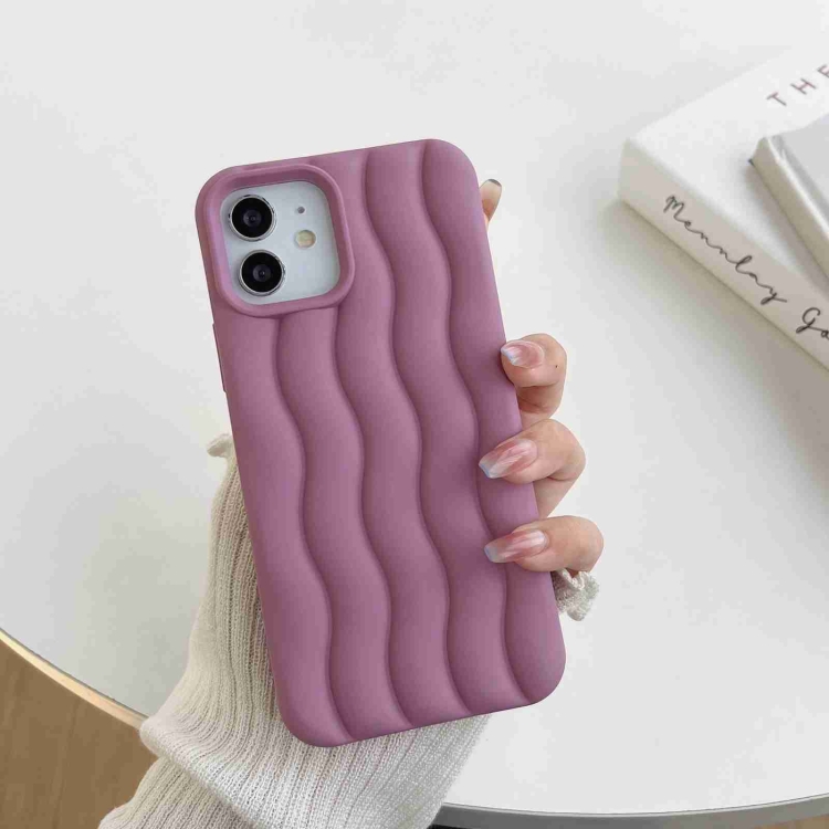 

For iPhone 13 Skin Feel 3D Water Wave Texture Phone Case(Purple)