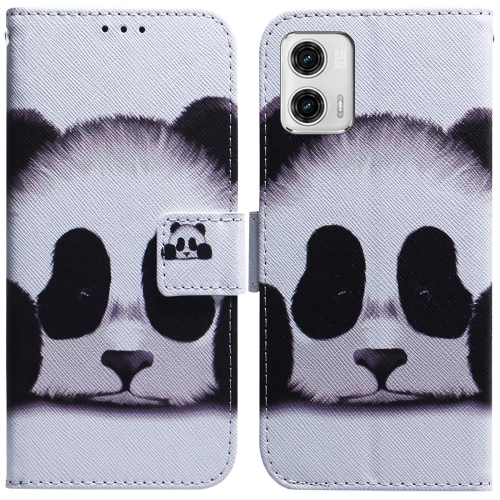 

For Motorola Moto G73 Coloured Drawing Flip Leather Phone Case(Panda)