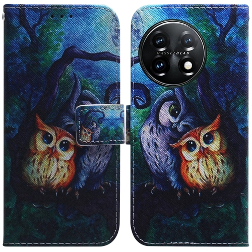 

For OnePlus 11 Coloured Drawing Flip Leather Phone Case(Oil Painting Owl)