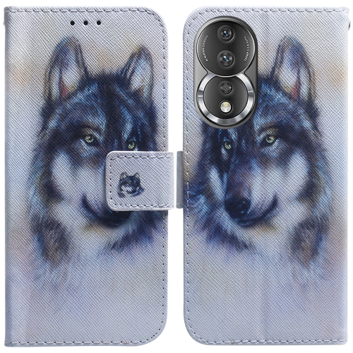 

For Honor 80 Coloured Drawing Flip Leather Phone Case(White Wolf)