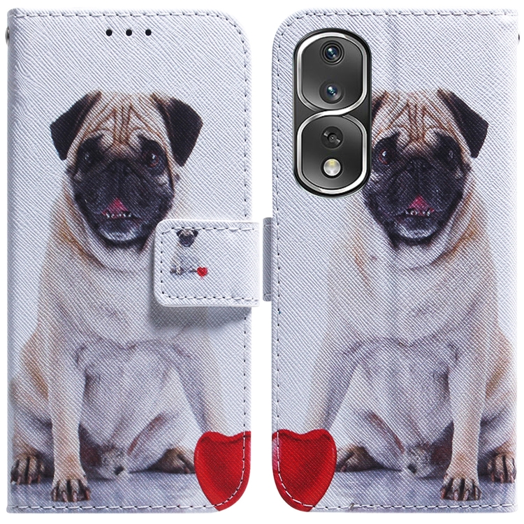 

For Honor 80 Pro Coloured Drawing Flip Leather Phone Case(Pug)