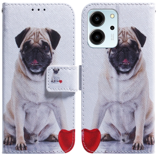 

For Honor 80 SE Coloured Drawing Flip Leather Phone Case(Pug)