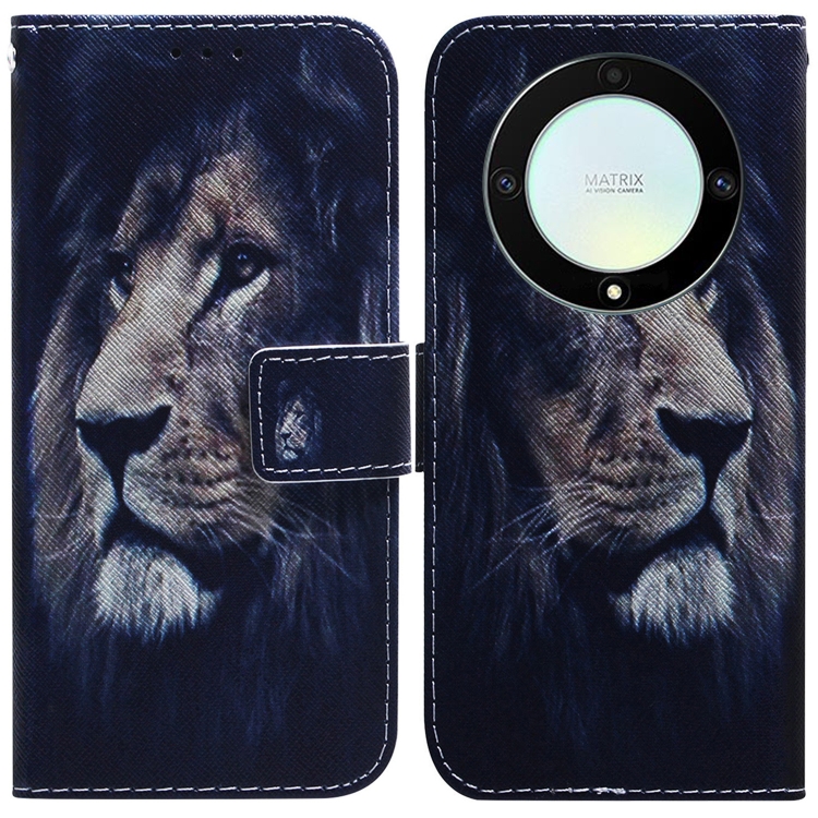 

For Honor X9a Coloured Drawing Flip Leather Phone Case(Lion)