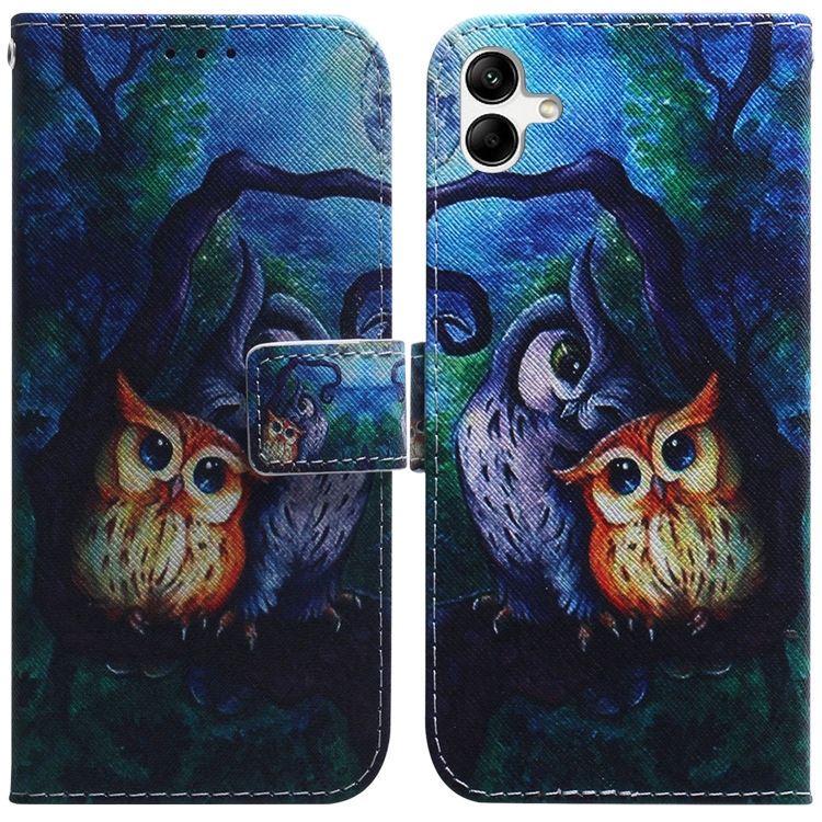 

For Samsung Galaxy A04e / F04 / M04 Coloured Drawing Flip Leather Phone Case(Oil Painting Owl)