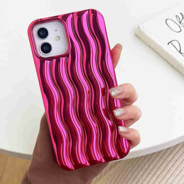 

For iPhone 11 Plating 3D Water Wave Texture Phone Case(Red)