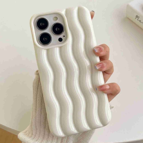 

For iPhone 14 Pro Varnishing 3D Water Wave Texture Phone Case(White)