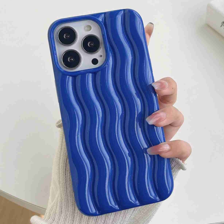 

For iPhone 11 Pro Max Varnishing 3D Water Wave Texture Phone Case(Royal Blue)